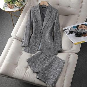 Ternos femininos casuais pequena fragrância terno jaqueta 2023 temperamento feminino blazer moda xadrez retro primavera outono casaco