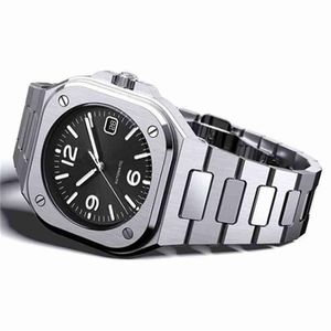 Bell Ross 남자 프리미엄 클래식 스퀘어 쿼츠 럭셔리 데이트 스틸 밴드 Montre Homme Watch Relogio Masculino223p