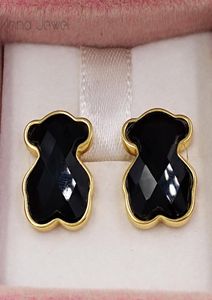 Bear smycken 925 Sterling Silver Girls To Us Gold Black Earrings for Women Charms 1pc Set Wedding Party Birthday Present Earring Lux4316582