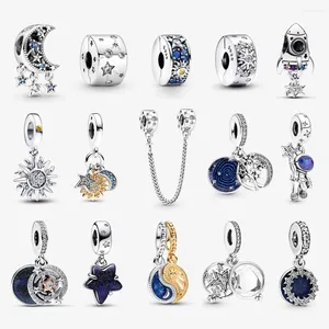 Loose Gemstones Original 925 Sterling Silver Charm For Women Moon Star Space Charms Crystal Beads Fit Bracelets Necklaces DIY