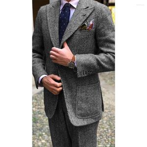 Men's Suits Two-piece Full Suit Suita For Men Comfortable Commuting Casual And Slim Elegant Fashionable Herringbone Fabric