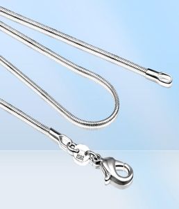 Long 16-28inch (40-80cm) 100% Authentic Solid 925 Sterling Silver Chokers Necklaces 1mm Chains Necklace for Women Wholesale X016839894