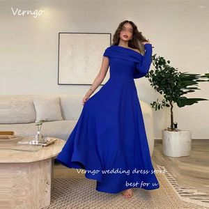 Abiti da festa Verngo Vintage Blu A Line da sera Arabia Saudita Donna Manica lunga Abiti da ballo Abito formale da madre 2023 Semplice