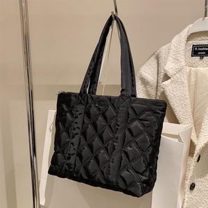Evening Bags Large Capacity Shopper Tote Bag With Zipper Diamond Lattice Oxford White Shoulder For Women Ladies Big Quilted Handba2876