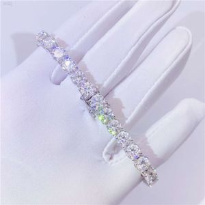 Hip Hop Iced Out 5 -миллиметровый алмазный тестер S925 Стерлинговое серебро D Цвет VVS BRACETET MOISSANITE TENNIS