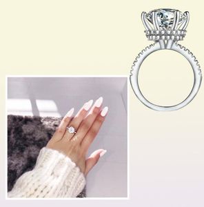 Dazzling Crown Promise Ring 925 sterling Silver 3ct Diamond cz Engagement Wedding Band Rings For Women Party Jewelry1810231