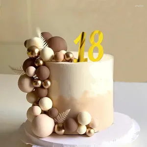 Ferramentas de bolo 40 peças decorações de aniversário marrom blush bolas douradas decoração toppers acrílico número topper diy casamento dezembro