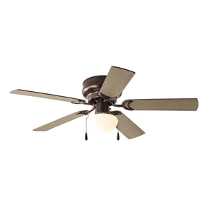 Ventilador de teto interno Hugger de 44 polegadas com kit de luz Bronze 5 lâminas Fluxo de ar reverso silencioso e conveniente