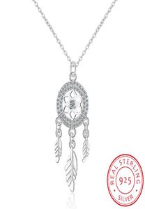 Chains 100 925 Sterling Silver Dreamcatcher Feather Charm Necklace Pendant Dream Catcher Statement Choker9689320