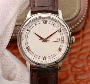 Top Stylish Automatic Mechanical Self Winding Watch Men Silver Dial Sapphire Glass 39.5mm Classic Design Wristwatch Gentlemen Casual Leather Strap Clock OA204