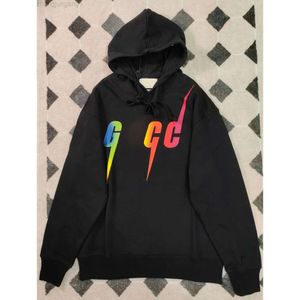 Tasarımcı Cucci Hoodie Guicc Yüksek Kalite Gu Ev Dijital Sprey Baskılı Renkli Yıldırım Bıçağı Mektup Baskı UNISEX kapüşonlu kazak