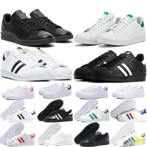 Estilo clássico Romance Moda Stan Smith Superstar Homens e Mulheres Sapatos Casuais Preto e Branco Oreo Laser Ouro Amarelo Azul calçados esportivos ao ar livre Tênis planos