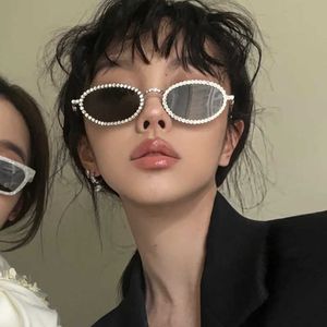 2024 New Elliptical Diamond Sunglasses Instagram Popular Bling Sunglasses Anti Blue Light Flat Mirror 1214