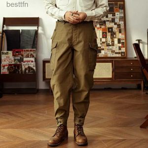 Pantaloni maschili tornado rossi pantaloni dell'equipaggio a terra in stile anni '30 pantaloni cargo affusolati scuri khakil231212