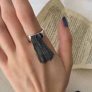 Rings de cluster vintage coreana punk cadeia Tassel Charms abrindo para mulheres unisisex exclusivo legal hiperbole anel de jóias do clube de garotas