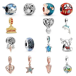 Löst ädelstenar 2023 Högkvalitativ original 925 Sterling Silver Pan Charms Ocean Series Pärlor Dangle Charm Fit Armband Jewelry Gift