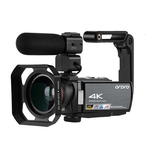 Câmeras de vídeo de ação esportiva Câmera 4K IR Night Vision Camcorder Full HD Ordro AE8 Digital Vlog Filmadora Professional para Youtuber Iniciante 231212