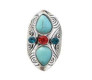 4 Style Vintage Bohemian Silver Plated Big Size Turquoise Ring Adjustable Ring for Women Party Jewelry5601515