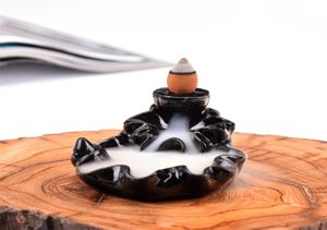 Ceramic Small Lotus Backflow Burner Purple Clay Smoke Waterfall Aroma Censer Incense Cones Holder Home Teahouse Decor1299856