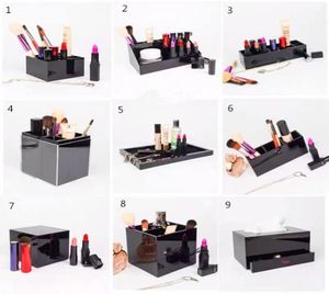 Classic Acrylic Makeup Box Cosmetic Holder Desktop Mirror Makeup Tools Lipstick Jewelry Storage Tray Tissue Box For Wedding Box7490649