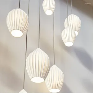 Lampy wiszące białe ceramiczne odcienie światła projektant LED żyrandole Decor salon Decor Sypialnia dla dzieci