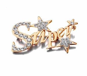 High Quality Gold Plated Clear Crystal Super Star Shaped Alloy Brooch Special Gift Party Costume Pins Broaches For Female Sell7719033