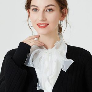 Bow Ties Fake Collar Women Versatile Autumn Winter Chiffon Wood Ear Edge Decoration Stand With Sweater Bottom