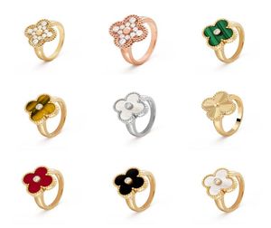 Fashion Classic 4Four Leaf Clover Band Rings 925 Sier 18K Gold med diamanter för Womengirls Valenentine039S8943536