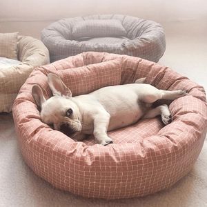 kennels pens Round Pet Beds for Dogs Cats Soft Cloth Pet Mat with Pillow Animals Sleeping Cushions Sofa Puppy Small Cat House Dog Accessoires 231212