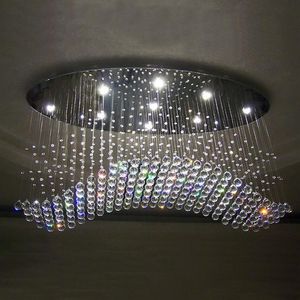 żyrandole owalne fala kurtynowa nowoczesne żyrandole kryształ lampy salon el oświetlenie 2920