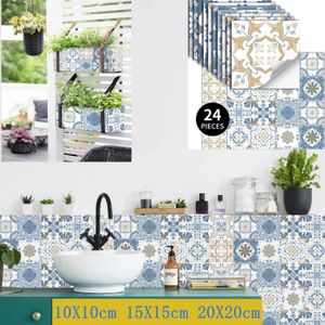 Wall Stickers Moroccan Style Sticker Vintage Art Waterproof Vinyl Peel and Stick Tile Home Decor Kitchen Bathroom DIY Decals 231212