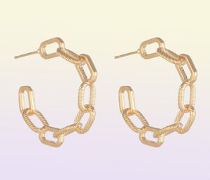 Hoop Huggie Gold Silver Color Hollow Metal Chain Earring For Women Girl Vintage Enkel oregelbunden geometrisk rundcirkel Jewelry3171384