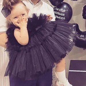 Flickaklänningar Little Girls Tutu Dress Kids Birthday Party Ball Gown Formell Evening Cocktail Pageant Baby Solid ärmlös sommar