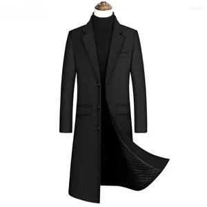 Męskie okopy płaszcze jesień i wełniany płaszcz zimowy Windbreaker Koreańska wersja Slim Fit Długo nadmierne pomalowanie zagęszczone zużycie biznesmena
