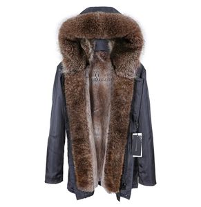 Mens Down Parkas Rabbit fur lined bomber jacket mens natural winter coat locomotive real leather raccoon parker 231212