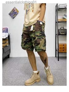 Shorts masculinos shorts de carga masculina algodão exército de algodão Tática Camuflagem lti bolso casual calças curtas soltas shorts militares soltos 2023 novo l231212