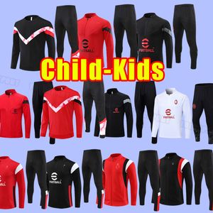 Kids Child 23 24 Soccer Tracksuits Home Ac 2023 TOMORI GIROUD IBRAHIMOVIC DE KETELAERE 2024 TONALI Theo Brahim Manga Longa Jaqueta Tracksuit Set Milans