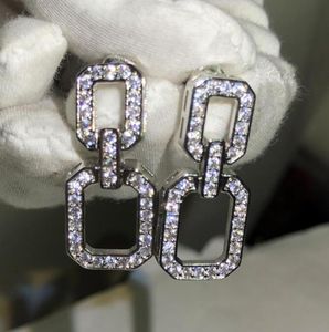 Long Geometry Designer Earrings Stud för kvinnor Geometrisk rektangel Simple Dangle Earings With CZ Diamond Stone Bling Crystal Elega6088606