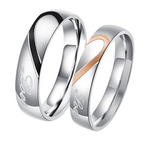 Coppia di anelli a fascia Puzzle a forma di cuore Bugue in acciaio al titanio per uomo Donna Anello sottile di design per San Valentino 039s Day 4636166
