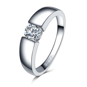 Vero argento sterling 925 con diamanti da sposa Anelli Moissanite per donne uomini Argento Fidanzamento amore Gioielli Intera dimensione6 7 8 9 10 11268i