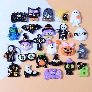 Dekoracyjne figurki 10pcs Śliczna żywica Mini Halloweenowa kolekcja Flat Back Manicure Parthess for Hair Bows Akcesoria