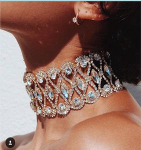 Super brilhante designer de moda luxo completo strass diamante cristal malha vintage gargantilha colar para mulher girls1550927