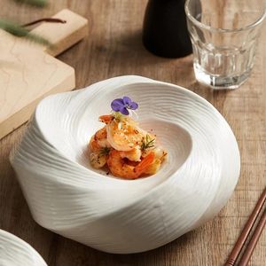 Bowls White Ceramic Insulation Plate El Restaurant Fruit Dessert Special-shaped Bowl Artistic Conception Dishes Kitchen Tableware