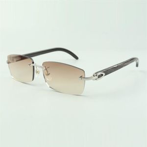 Óculos de sol Buffs lisos 3524012 com pernas de chifre de búfalo texturizadas pretas e lentes de 56 mm254Q