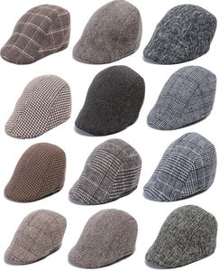 Autunno Inverno Uomo Cappello da strillone Berretto scozzese Berretto piatto di lana stile occidentale britannico Avanzato Berretto classico a righe vintage7297825