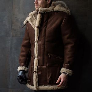 Herrenjacken Mandylandy Männer Langarm Pelz Turndown Kragen verdicken warme Shearling Mantel Faux Wildleder Winterjacke Outwear Chaquetas 231212