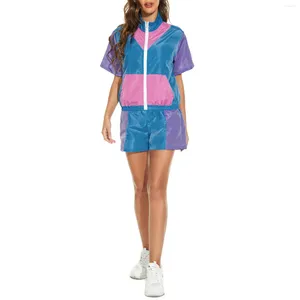 Women's Two Piece Pants Men's And Mardi Gras Disco Retro Trend Party Stage Performance Costume 80's 70's Sweatshirt Jacket Coat Shorts Set