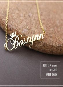 Stainless Steel Rose Gold Color Any Cursive Crown Handmade Name Necklaces Customized Necklace Birthday Gift3980213