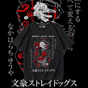 Escritores de desenhos animados e cães selvagens roupas de marca co zhongyuan zhongye em torno de manga curta japonês anime estudante juventude camiseta