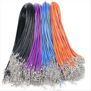 Strength Waxed Cotton Cord Chain Rope 1.5mm Colored Thread Black Cord Necklace with Lobster Necklaces DIY Jewelry Making Acessories Wholesale Price 100pcs/lot